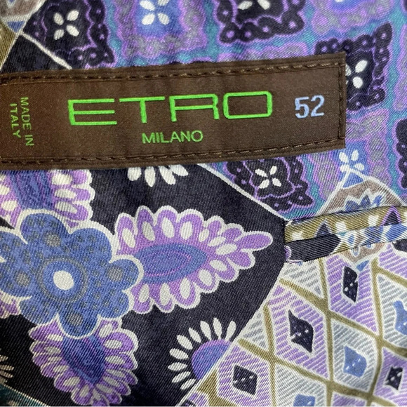 Etro Milano Purple Stripe Tessuto One Button Blazer Suit Jacket - Picture 9 of 9